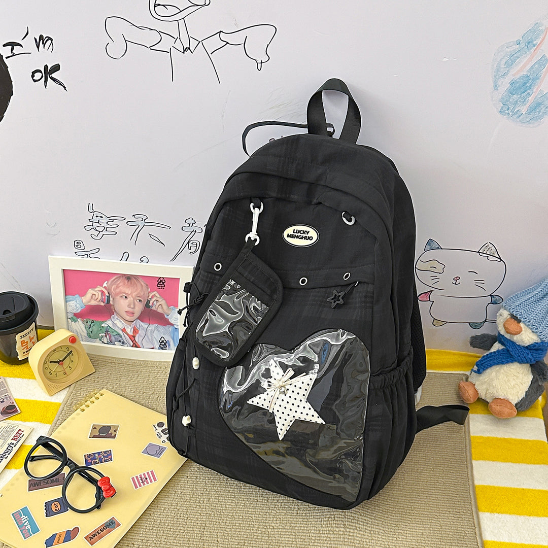 Stylish Multi-Pocket Star-Appliqué Backpack Kalsten