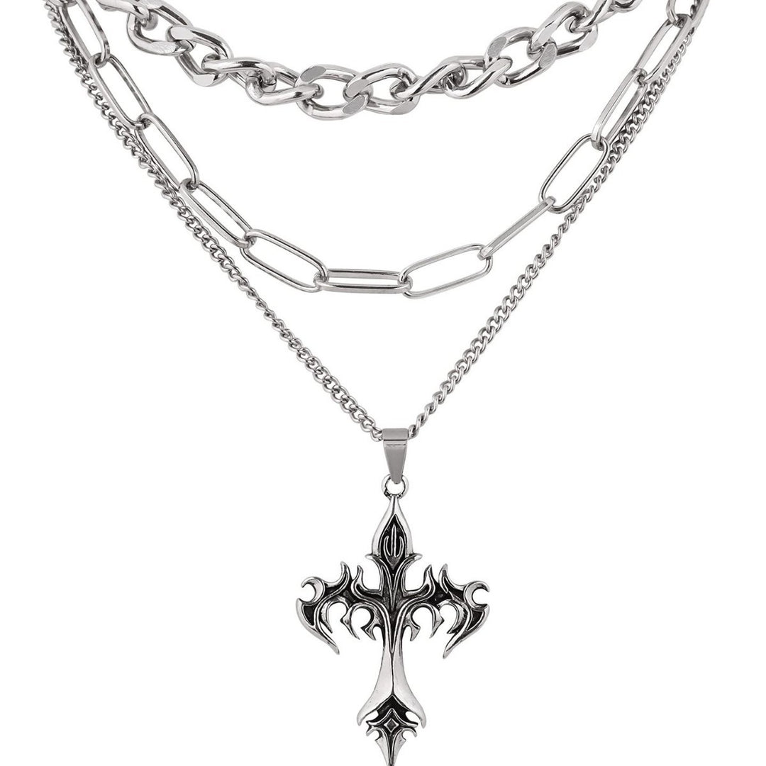 Layered Chain Cross Pendant Necklace Kalsten