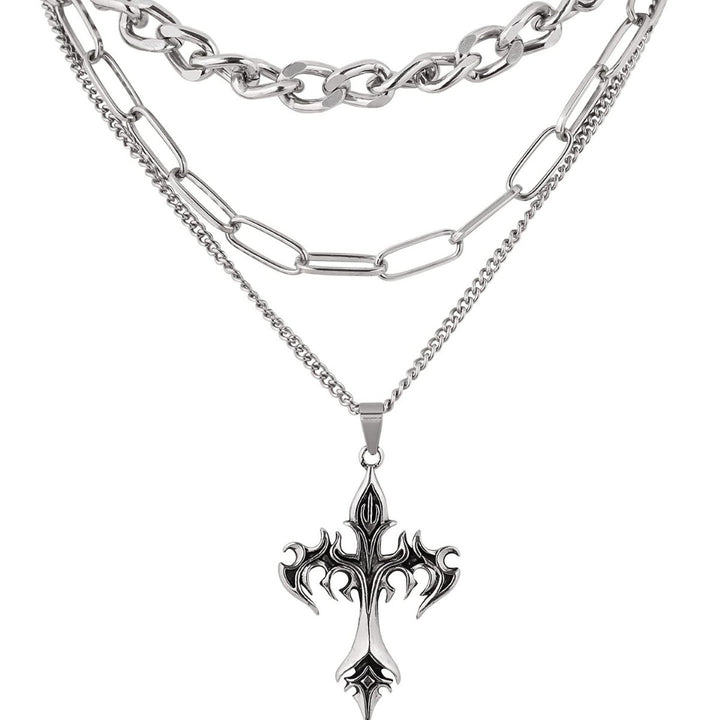 Layered Chain Cross Pendant Necklace Kalsten