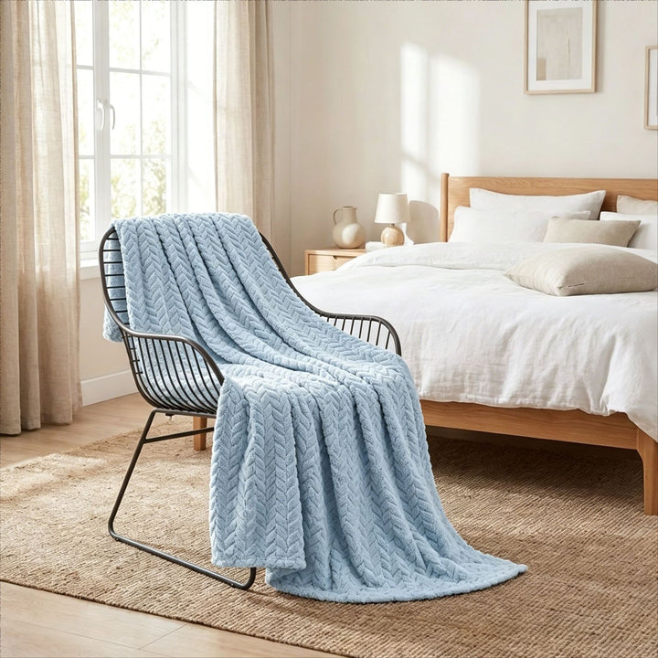 Chevron Patterned Plush Throw Blanket