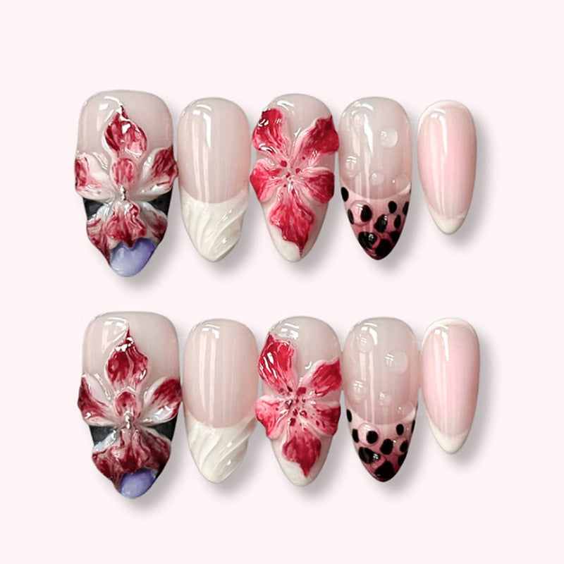 Creative Nail Design Set with Elegant Flower and Leopard Elements Kalsten