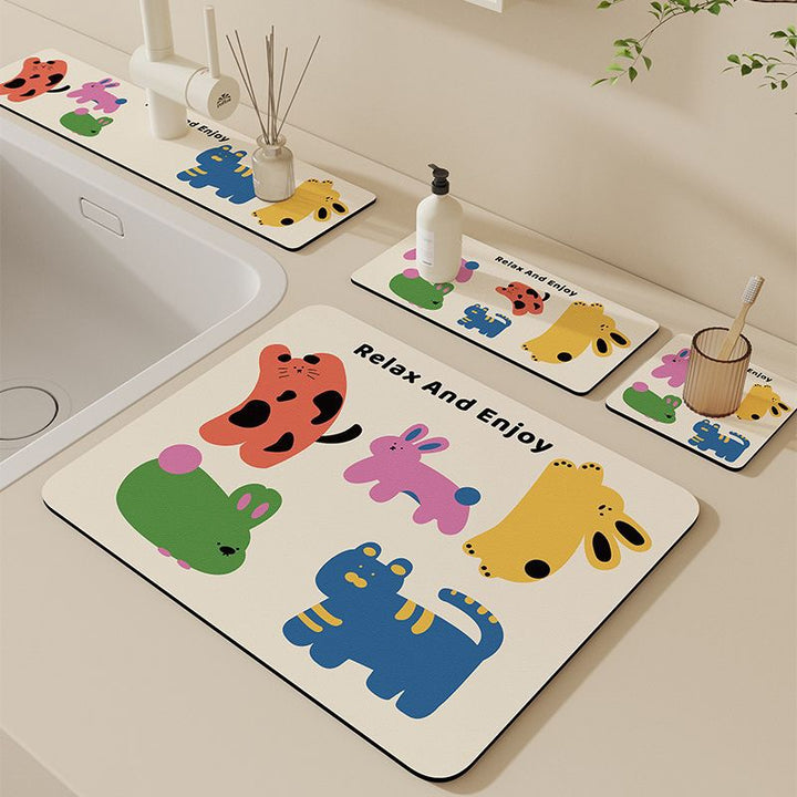 Playful Animal-Themed Kitchen Mat