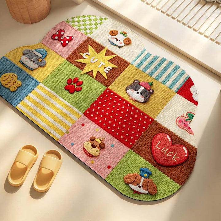 Decorative Flower-Themed Bath Mat