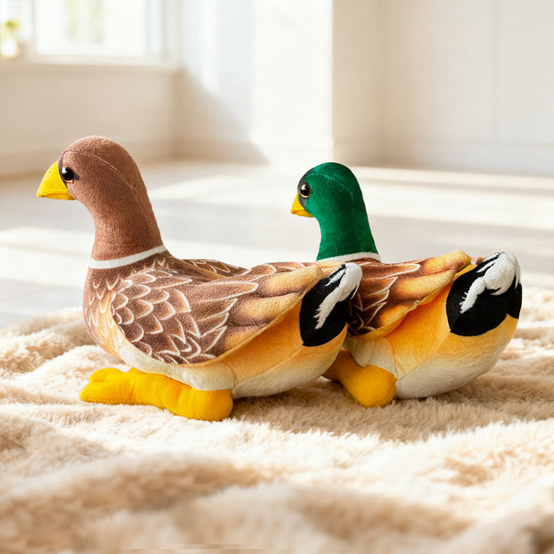 Mallard Duck Plush Companion with Embroidered Feather Pattern & Weighted Base Kalsten