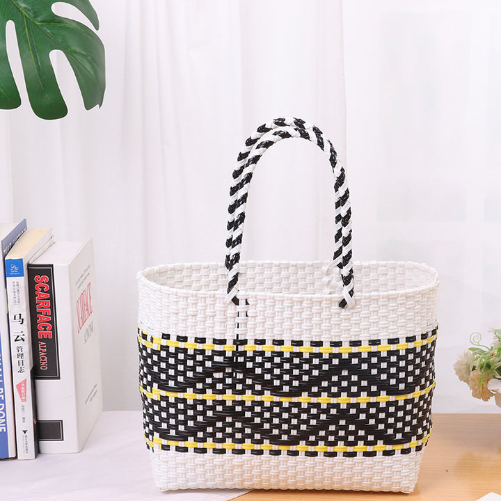 Handcrafted beach bag with colorful wave pattern Kalsten