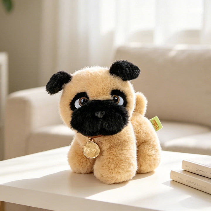 Plush Rottweiler-Style Collectible Puppy with Studded Collar and Gold Medallion Kalsten