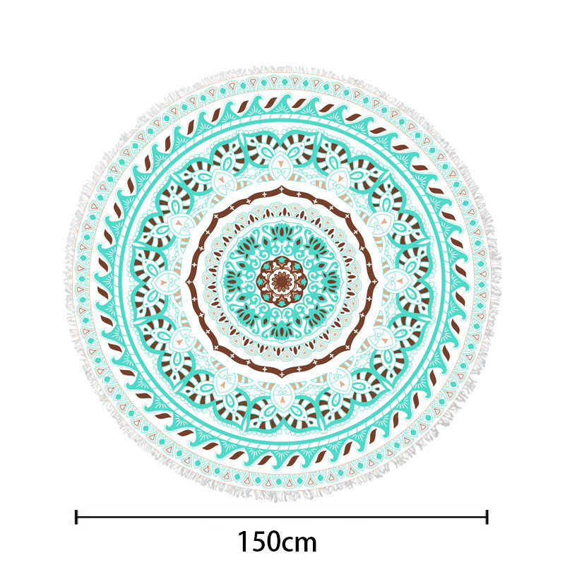 Round beach blanket with floral watercolor motifs Kalsten