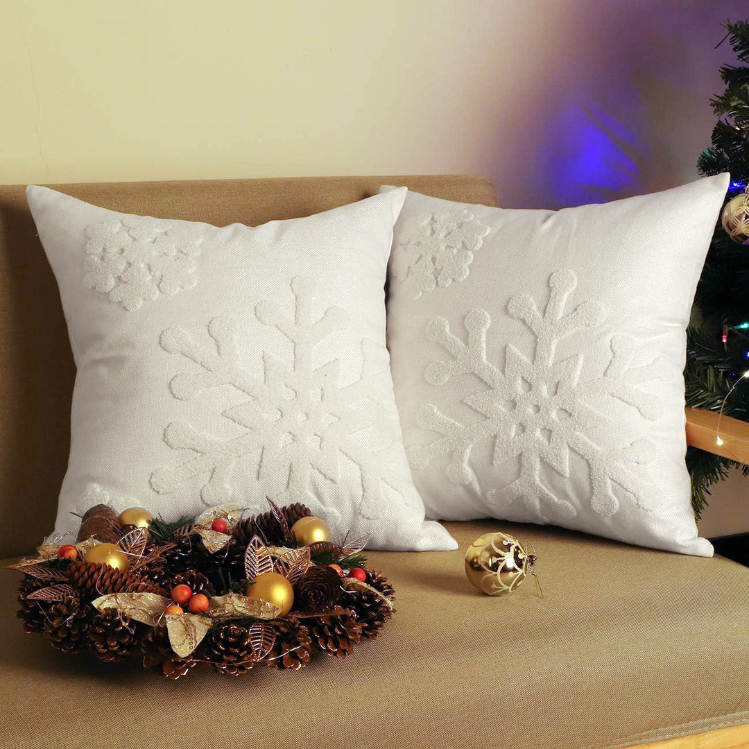 Velvet Embroidered Festive Accent Pillow Cover with Metallic Script