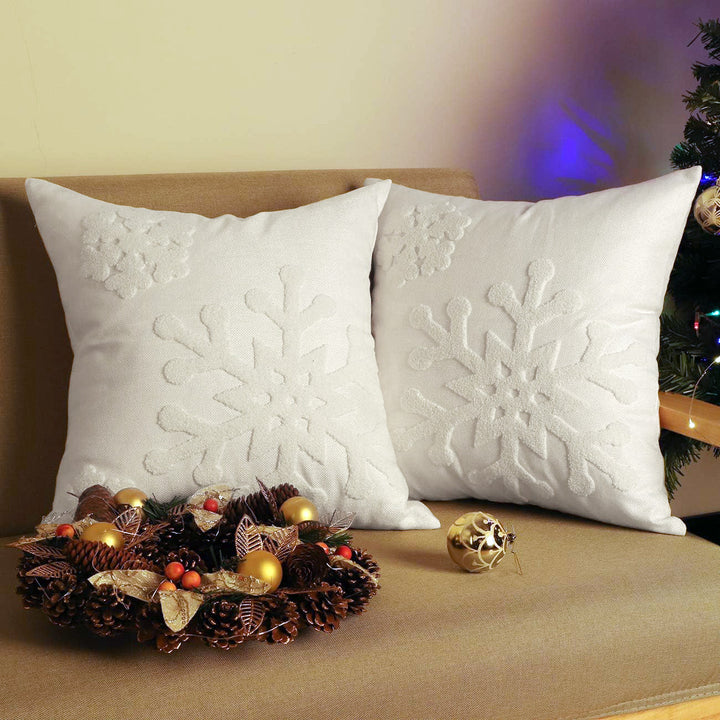 Velvet Embroidered Festive Accent Pillow Cover with Metallic Script