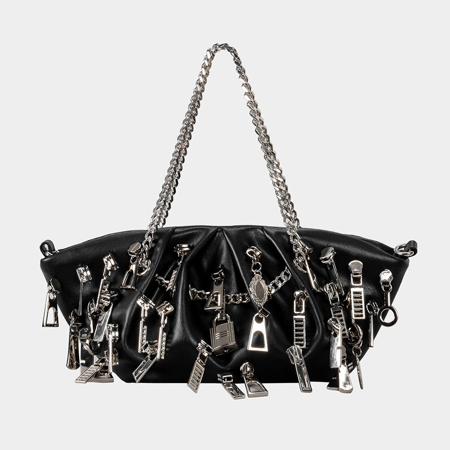 Decorative Chain-Accented Handbag