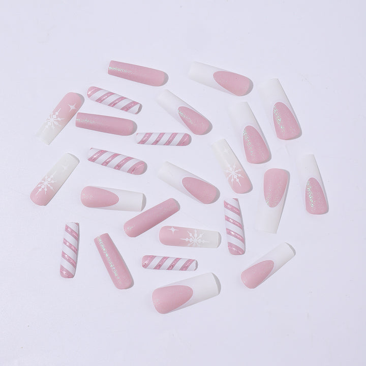 Creative Nail Art Set with Festive Candy Cane Design and Glittering Accents Kalsten
