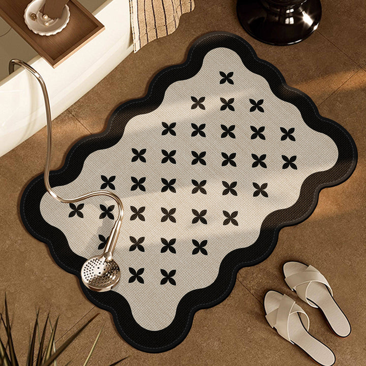 Floral Pattern Bathroom Rug