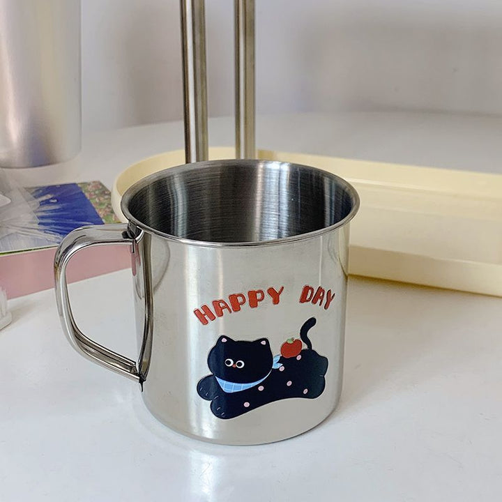 Stainless Steel Drinking Cup with Humorous Cat Motif Kalsten