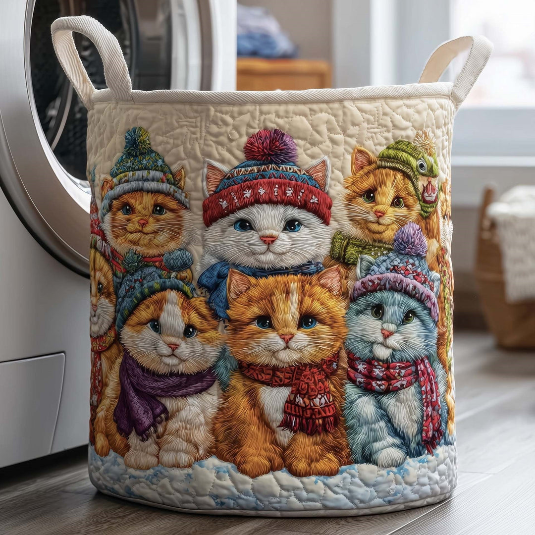 Quilted Decorative Laundry Storage Basket With Rope Handles Collapsible Fabric Organizer