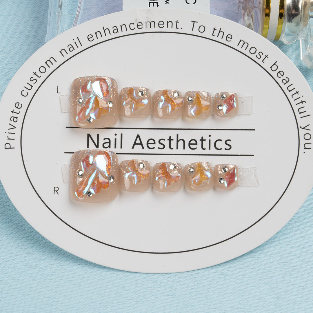 Sparkling Crystal-Design Toenail Art