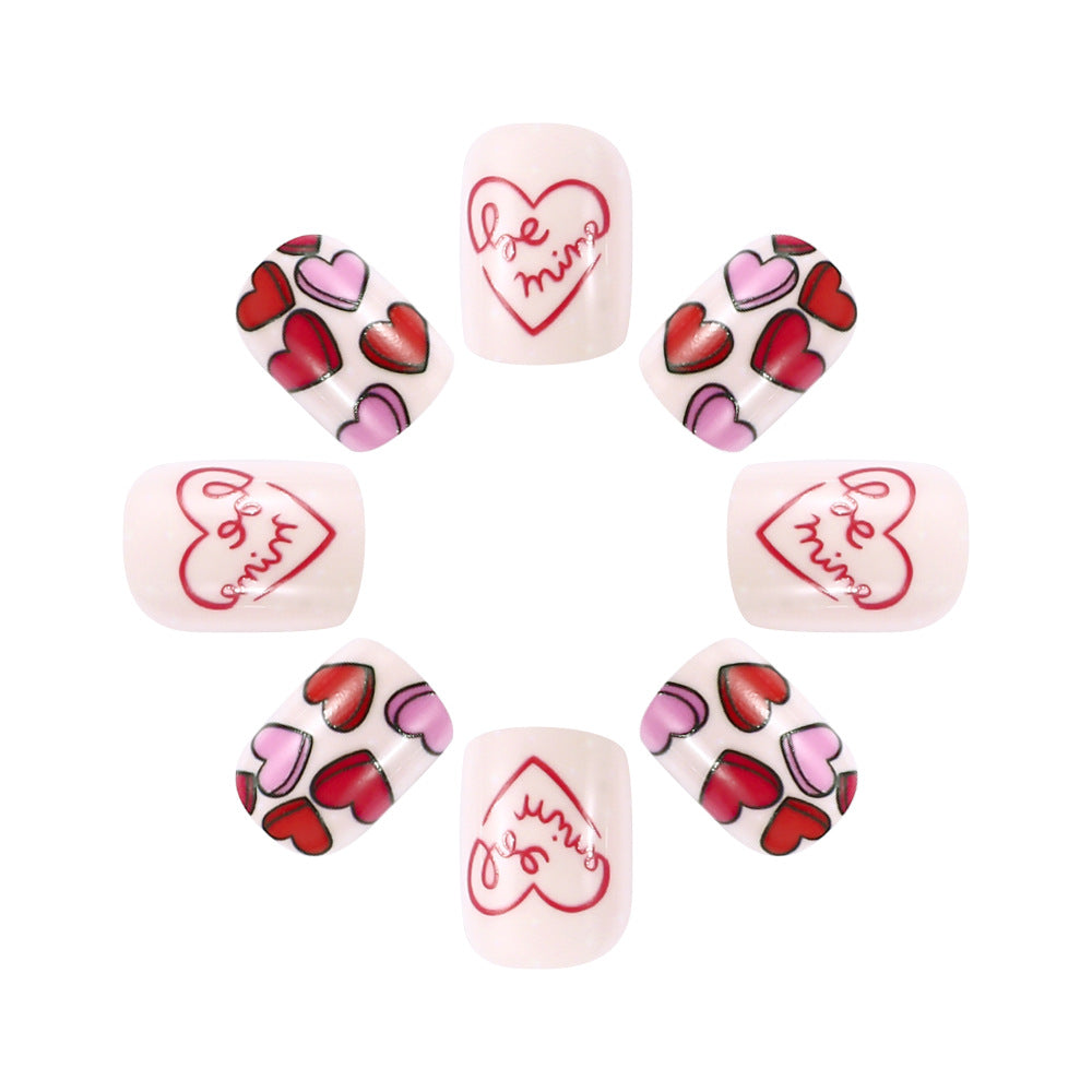 Artistic Love-Themed Press-On Nail Art Set Kalsten