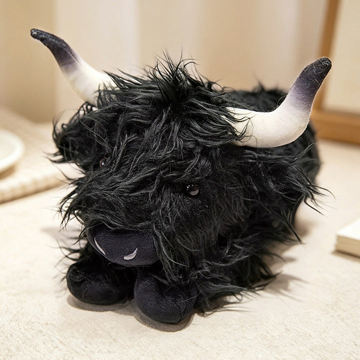 Plush Highland Calf Collectible Soft Toy with Curly Faux-Fur and Poseable Horns Kalsten