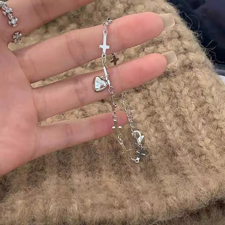 Cross and Heart Charm Bracelet Kalsten
