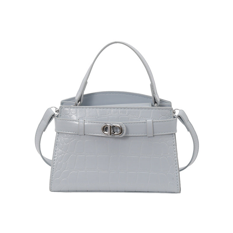 Croc-Embossed Structured Handbag
