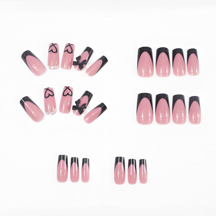 Artificials Nails Set with Elegant Bow and Heart Designs Kalsten