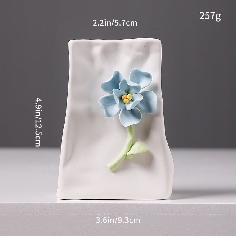 Decorative Floral Relief Ceramic Vase Kalsten