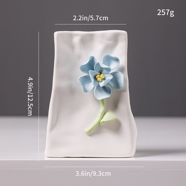 Decorative Floral Relief Ceramic Vase Kalsten