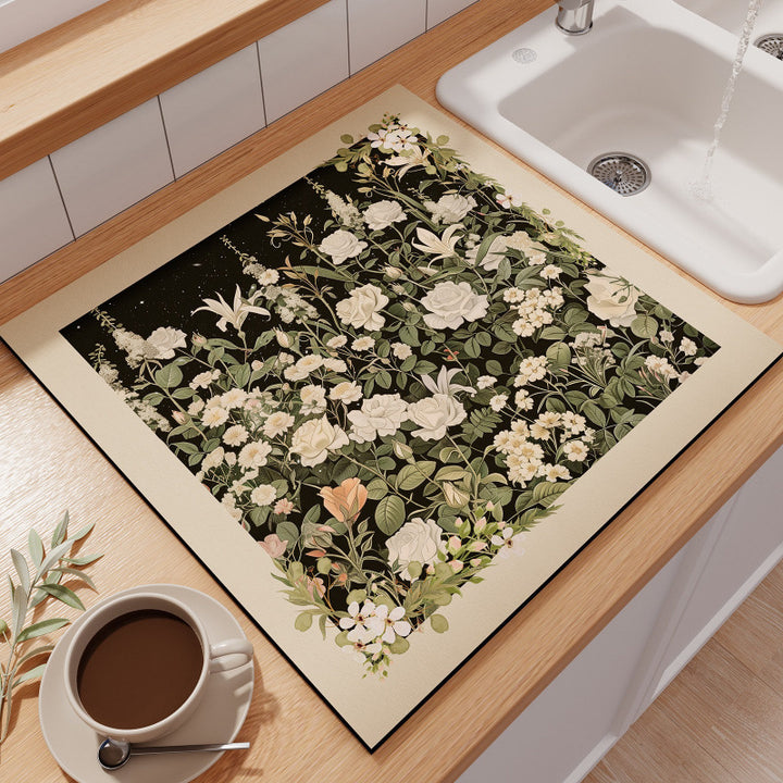 Floral-Themed Kitchen Counter Mat Kalsten