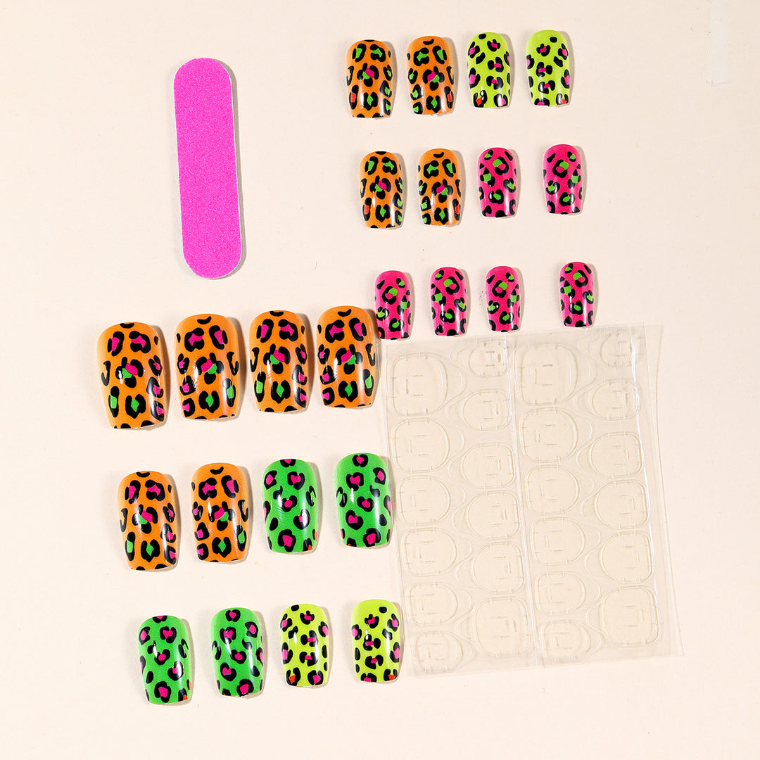 Neon Leopard Print Nail Art Extensions Kalsten