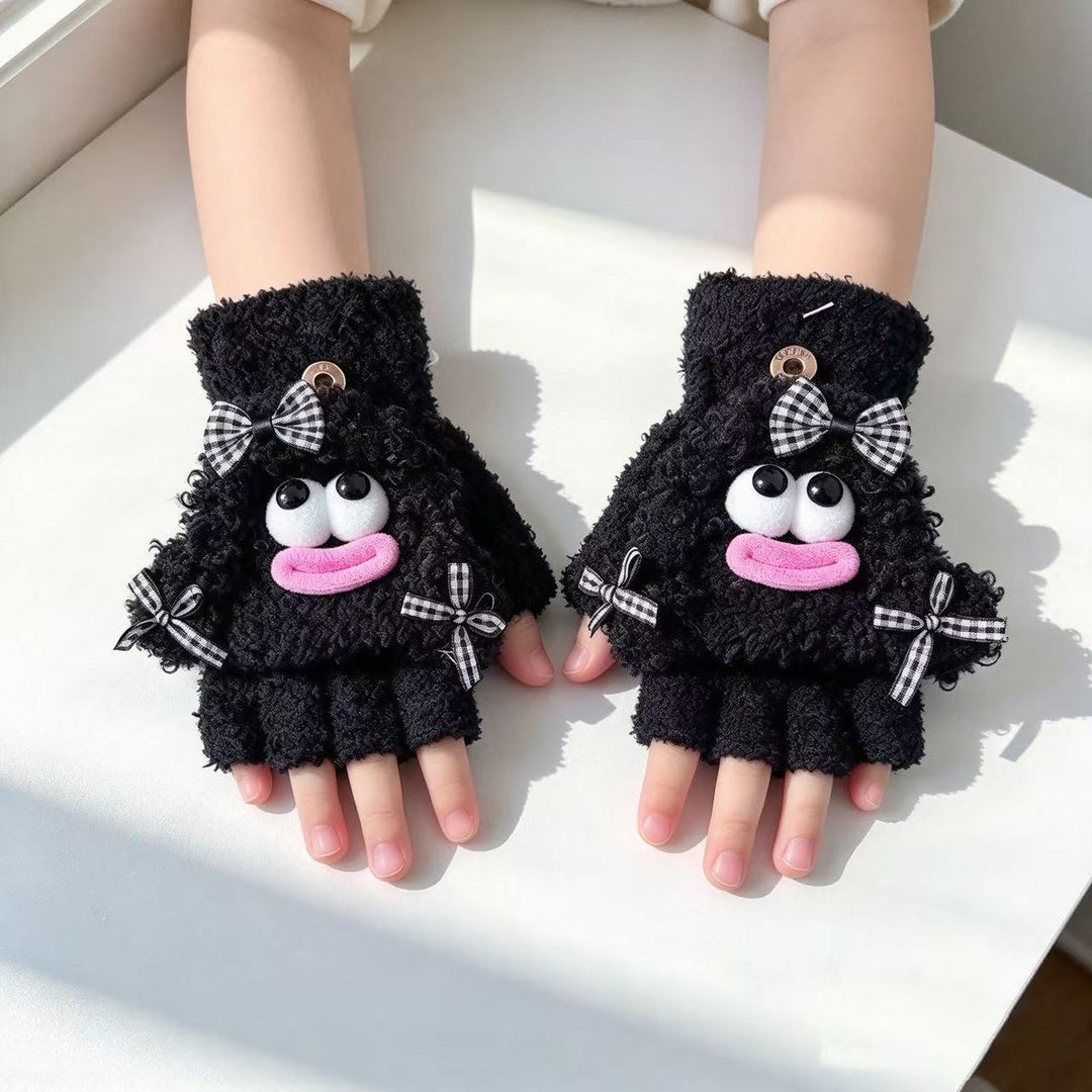 Cute Plush Character Fingerless Gloves Kalsten