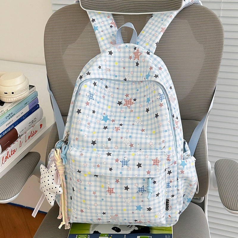 Stylish Checked Star-Patterned Backpack Kalsten