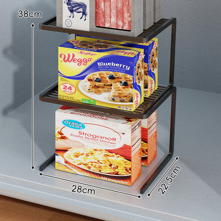 Compact Three Tier Slatted Metal Countertop Pantry Organizer
