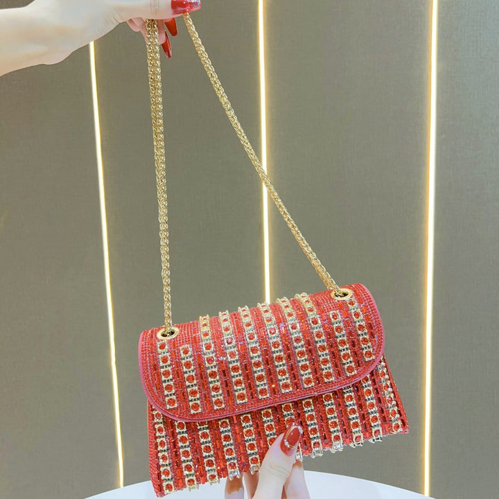 Rhinestone-Embellished Evening Shoulder Bag