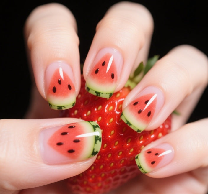 Watermelon-Inspired Nail Art Kalsten