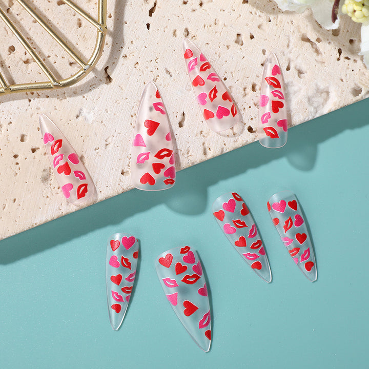 Artificial nail tips with heart motifs Kalsten
