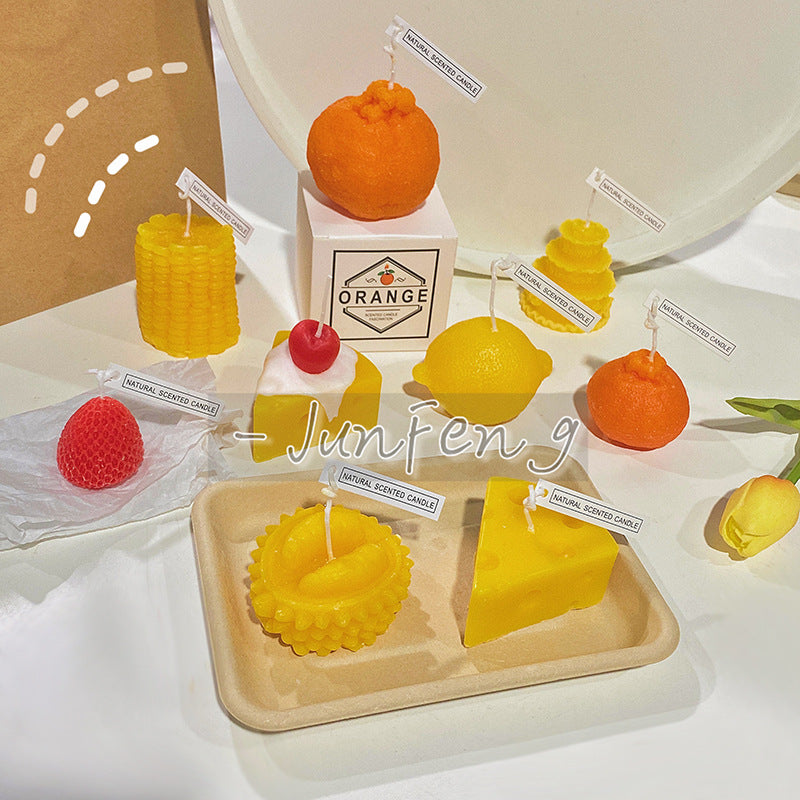 Hand-Poured Realistic Lemon-Shaped Scented Soy Candle with Cotton Wick & Gift Box