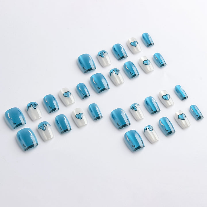 Artistic Press-On Nail Set with Heart Designs Kalsten