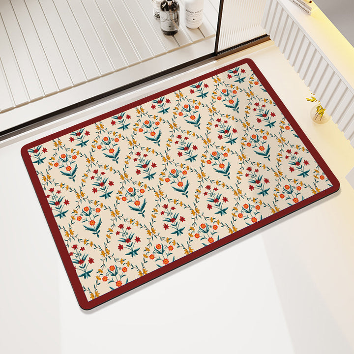 Vintage Floral Pattern Bath Mat Kalsten