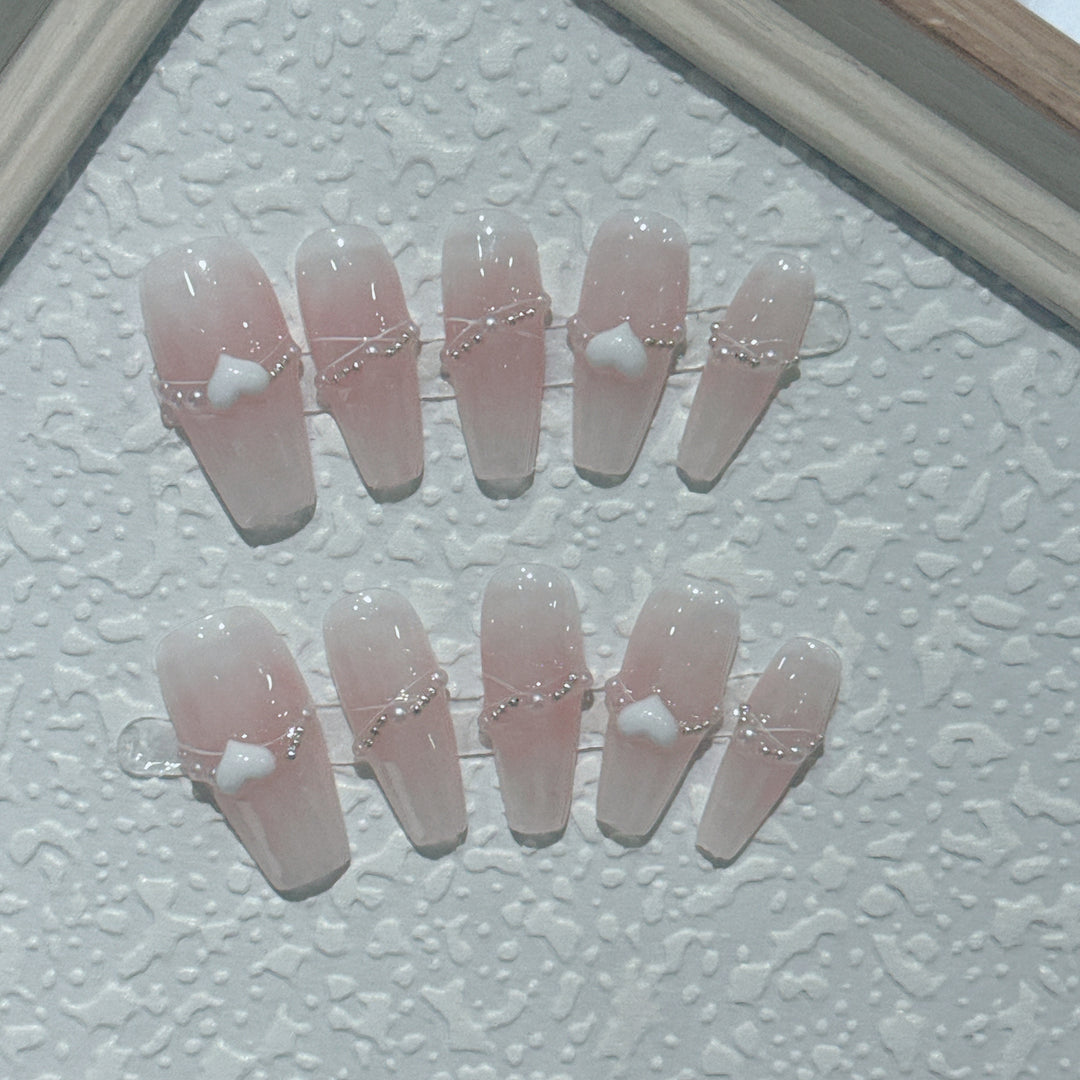 Elegant 3D Decorative Press-On Nail Set