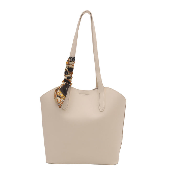 Sophisticated Scarf-Accented Tote Bag