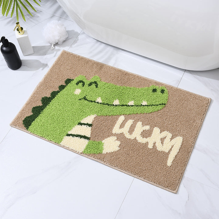Fun Cartoon Crocodile Bath Mat for Bathroom