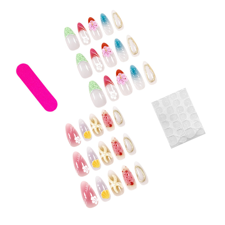 Artistic acrylic nails with maritime designs Kalsten