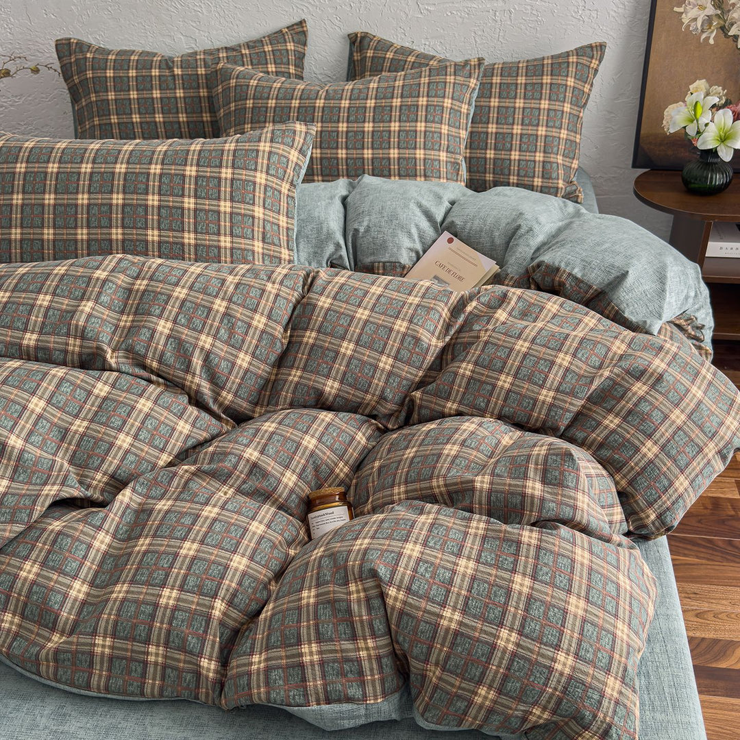 Floral Butterfly Duvet Cover Set With Brushed Cotton‑Blend Linen Texture And Corner Tie Pillowcase Ensemble