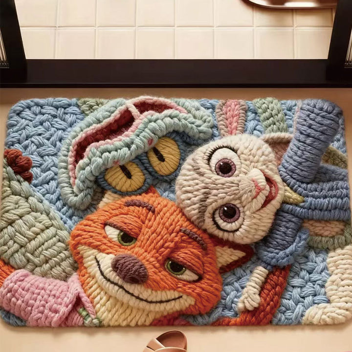Cartoon-Themed Plush Bathroom Mat