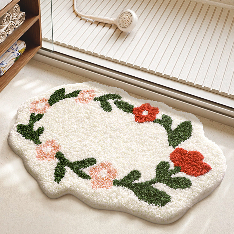 Textured Floral Bath Mat Kalsten