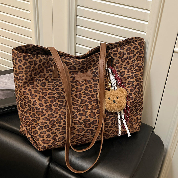 Leopard Print Canvas Tote Bag