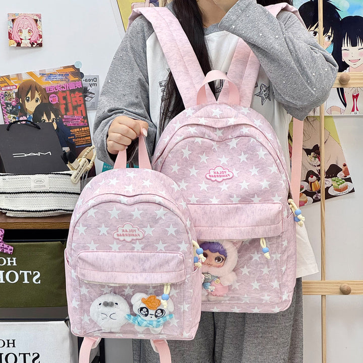 Transparent Window Star-Print Backpack Kalsten
