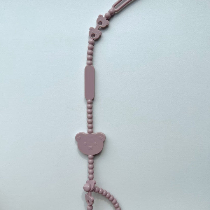 Silicone Beaded Pacifier Lanyard with Bear Teether and Quick-Release Safety Clip