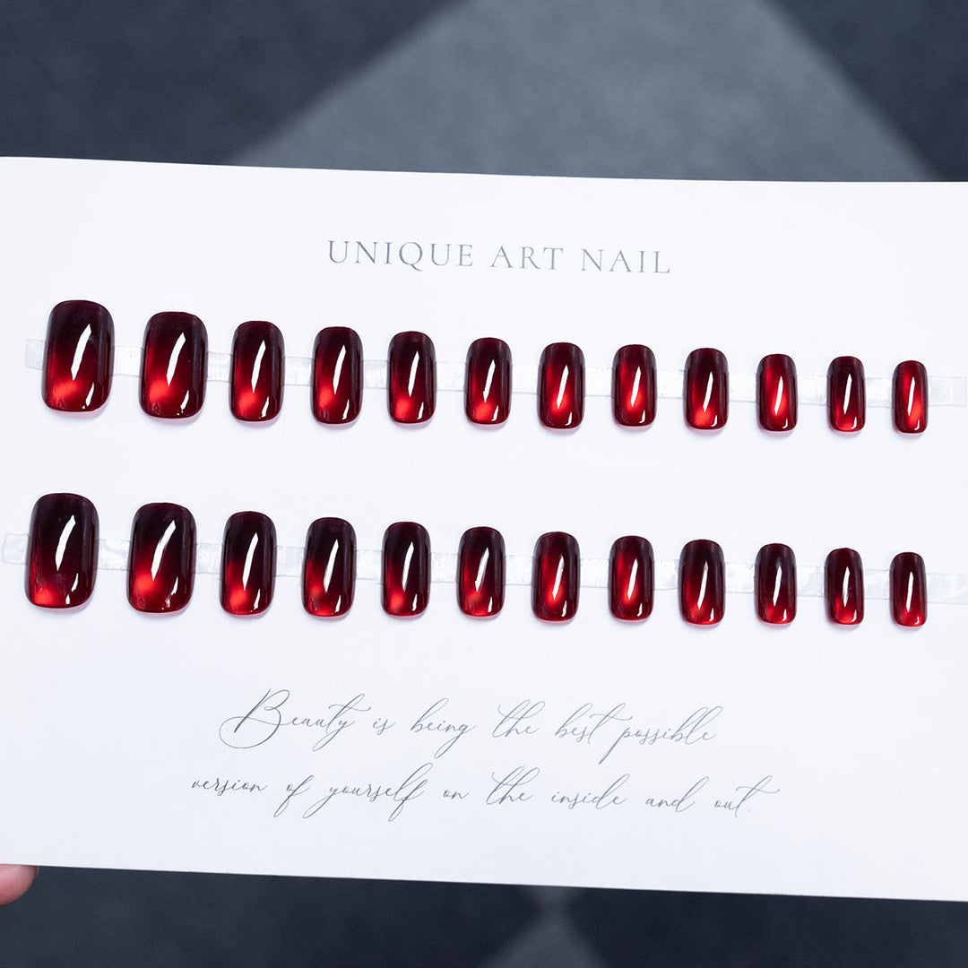 Glossy Press-On Nail Set with Unique Shape
