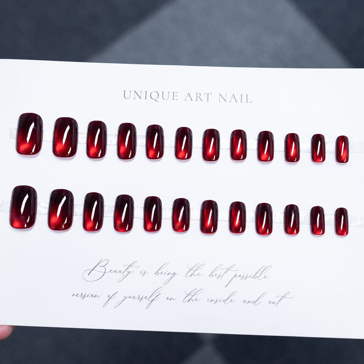 Glossy Press-On Nail Set with Unique Shape