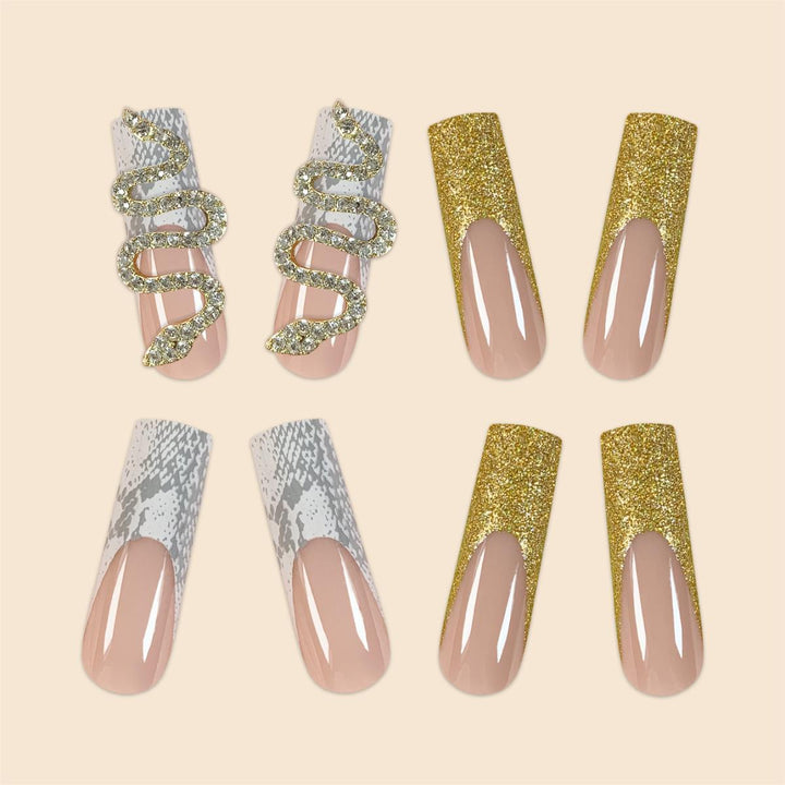 Glittering Stiletto Nail Extensions